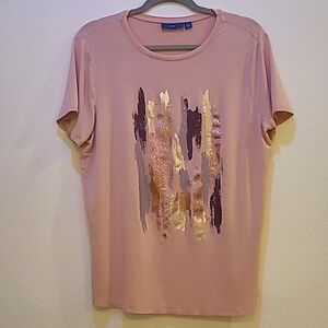 Apt.9, Xl, Rose And Gold Paint Art Tee
